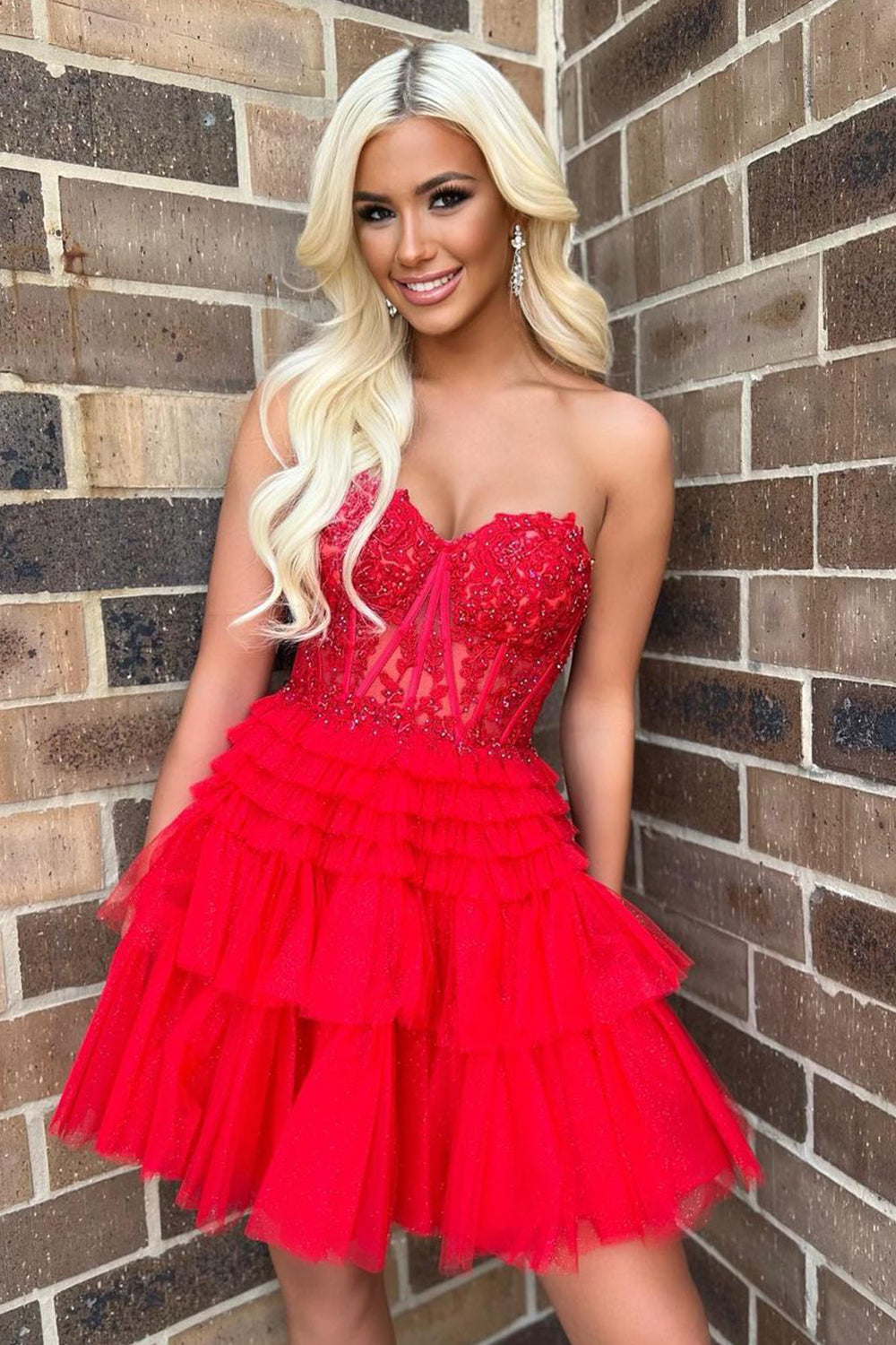 Ivy A-Line Sweetheart Homecoming Dress with Ruffles