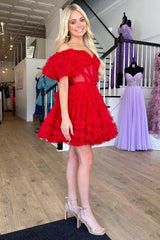 Naomi A-Line Off-the-Shoulder Tulle Elegant Homecoming Dress