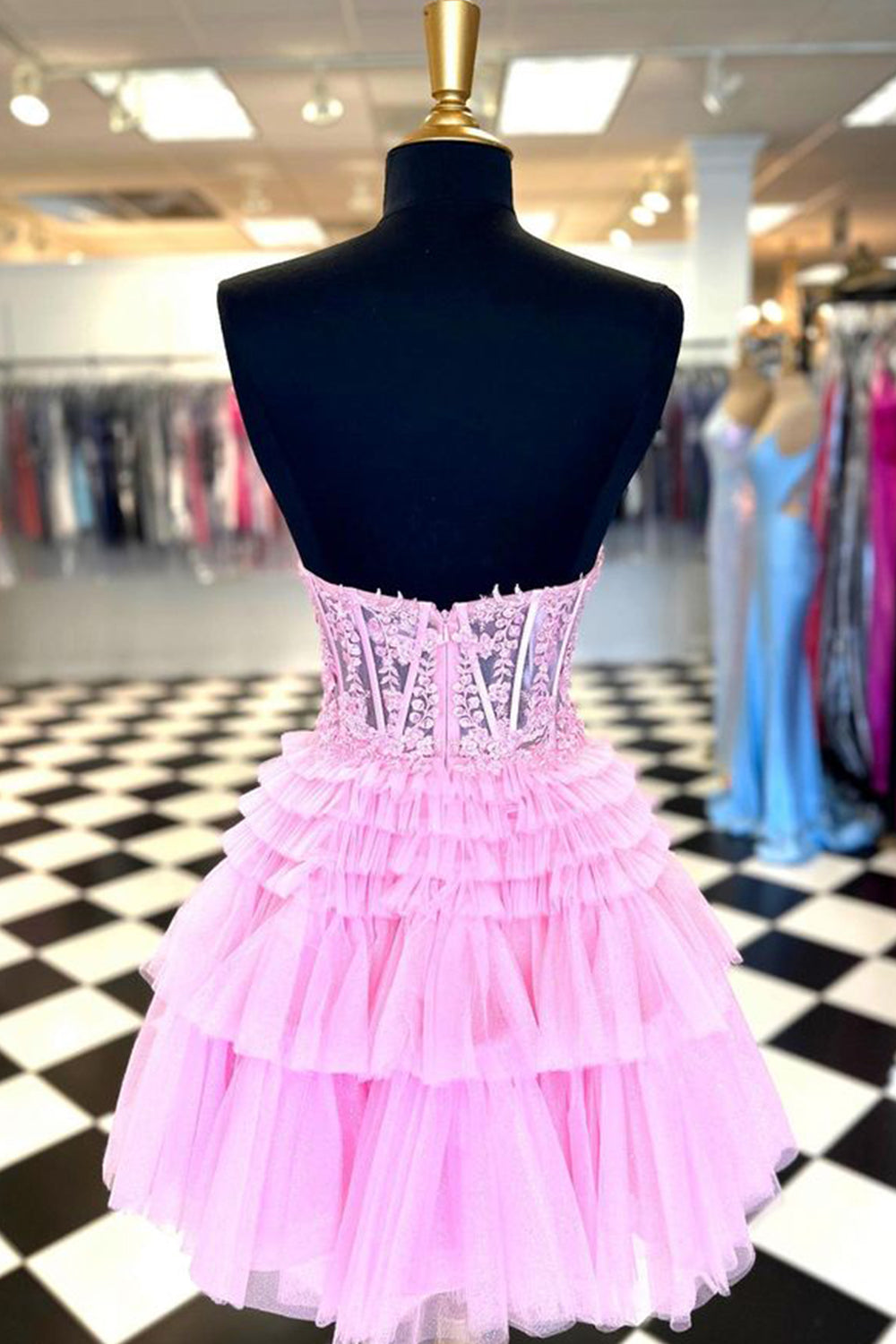 Ivy A-Line Sweetheart Homecoming Dress with Ruffles