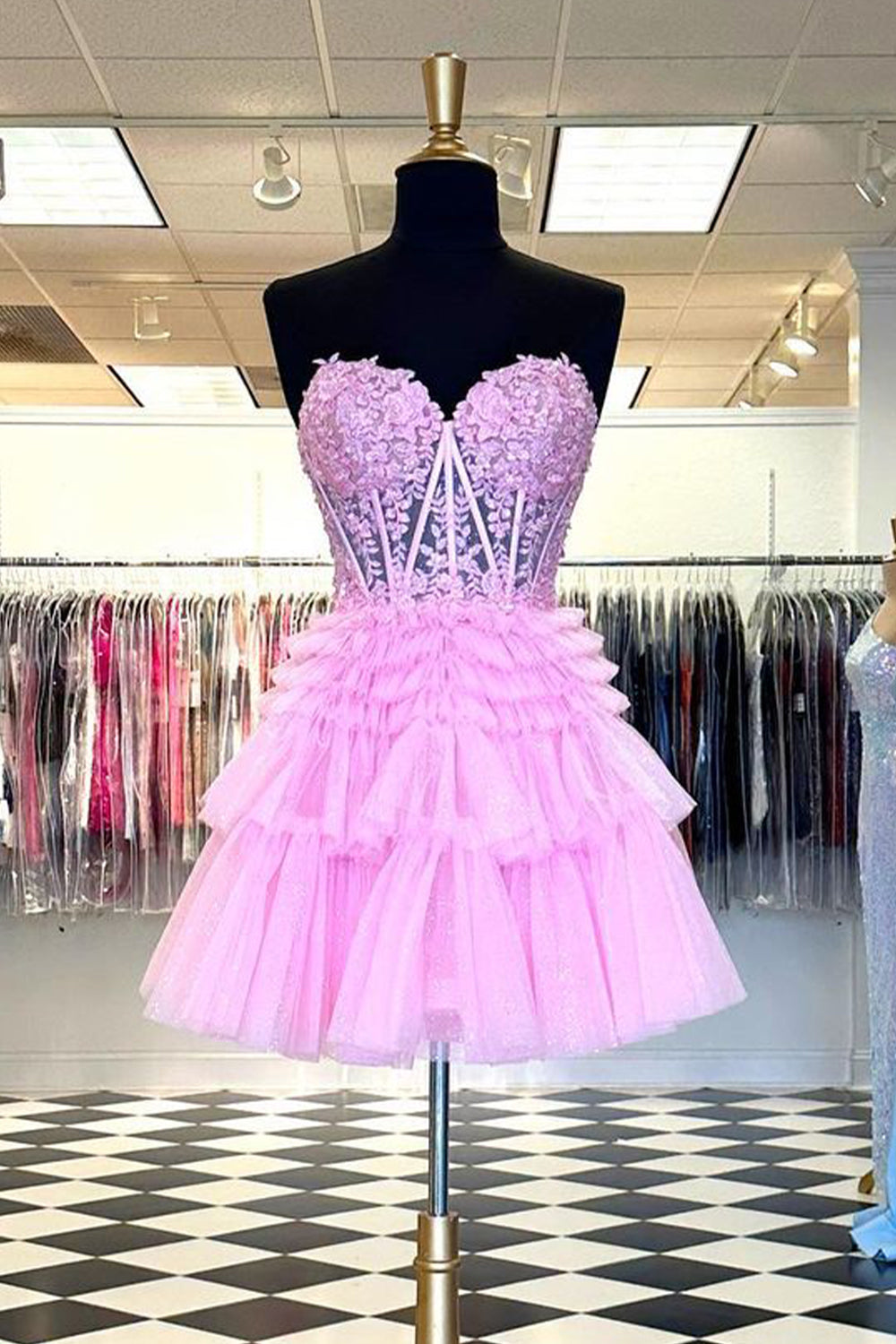 Ivy A-Line Sweetheart Homecoming Dress with Ruffles