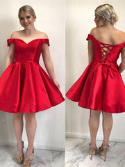 Suri A-Line Satin Off-the-Shoulder Elegant Homecoming Dress