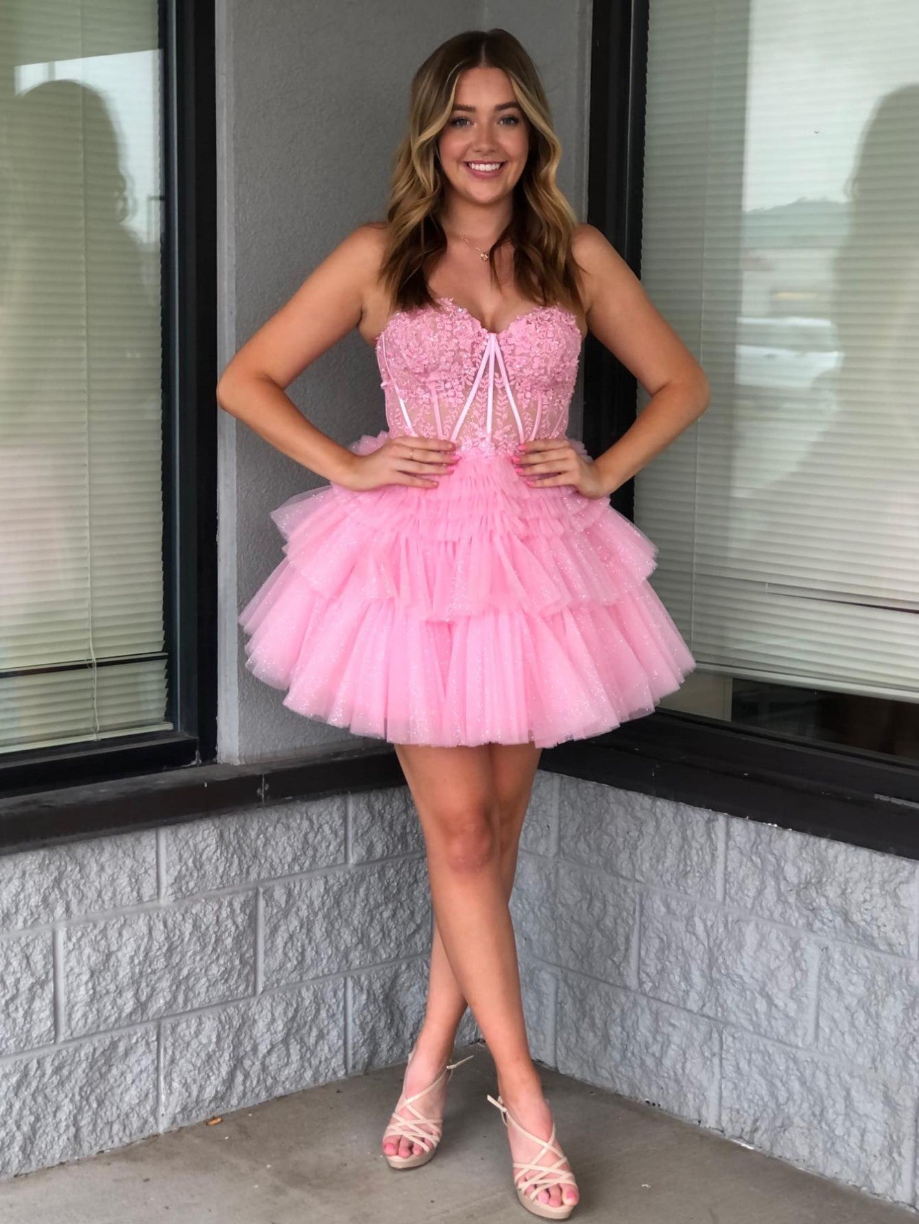 Ivy A-Line Sweetheart Homecoming Dress with Ruffles