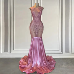 Gorgeous Long Pink Sleeveless Mermaid Formal Dresses Featuring Beadings