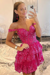 Everly Short A-Line Sweetheart Tiered Homecoming Dress