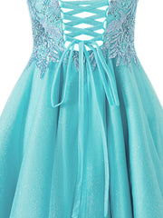 Sofia A-Line Short Spaghetti Strap Glittering Tulle Homecoming Dress