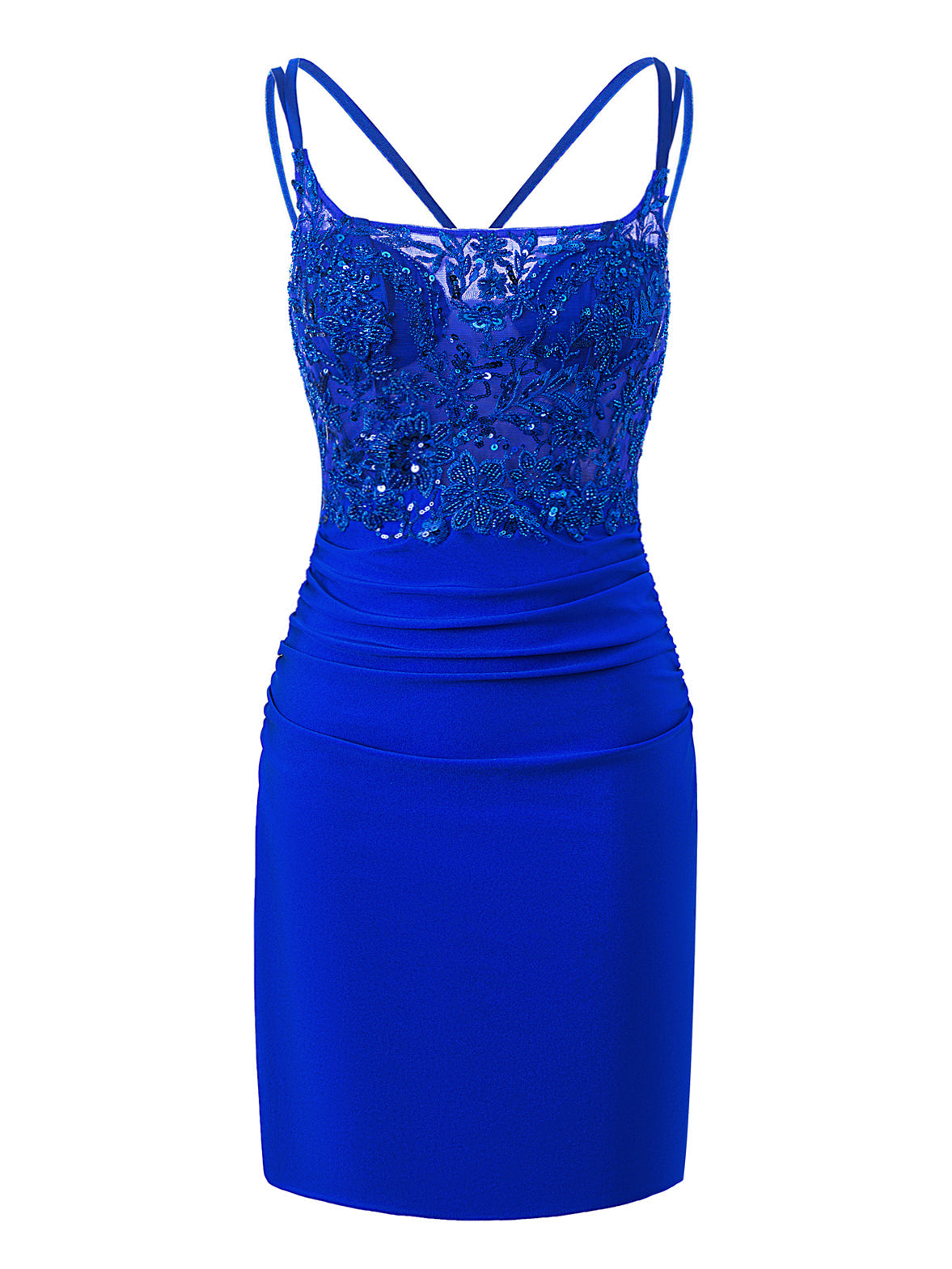 Avery Royal Blue Sheath Short Spaghetti Strap Jersey Homecoming Dress