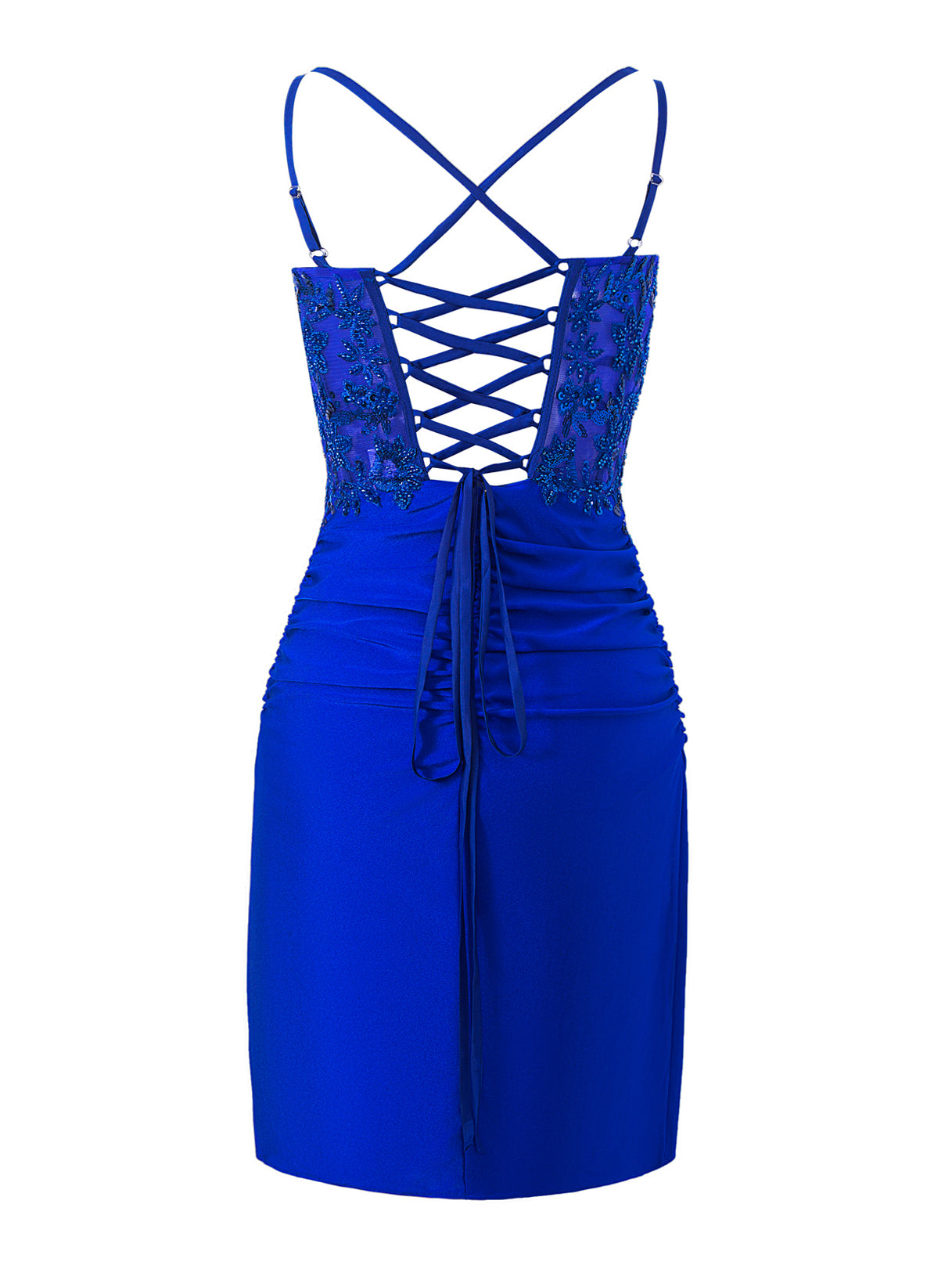 Avery Royal Blue Sheath Short Spaghetti Strap Jersey Homecoming Dress