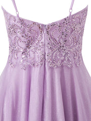 Mya A-Line Short Spaghetti-Strap Glitter Tulle Homecoming Dress