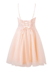 Grace A-Line Short Spaghetti-Strap Glittery Tulle Homecoming Dress