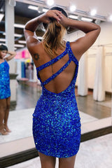 Magdalene Bodycon One-Shoulder Sequined Homecoming Dress