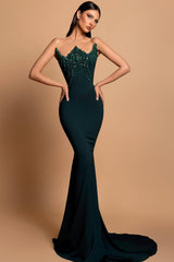 Charming Satin Column Strapless Sleeveless Rhinestone Long Evening Dress