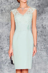 Charming Short Mint Chiffon Lace Mother of the Bride Dress with Matching Jacket