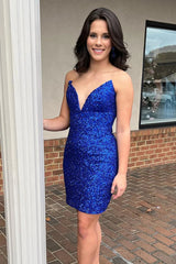 Veda Sheath V-Neck Sequined Homecoming Dress