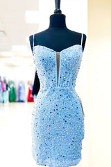 Briella Bodycon Spaghetti Strap Sequined Homecoming Dress