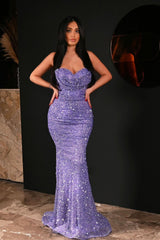 Fabulous Mermaid Sweetheart Sleeveless Rhinestone Sequined Evening Gown