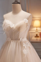 A-Line V-Neck Spaghetti Strap Tulle Short Homecoming Dresses