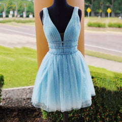 Thalia A-Line Tulle V-Neck Homecoming Dress with Beading