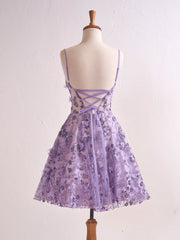 Elowyn Lavender Floral Strapless Sweetheart Short Homecoming Dress