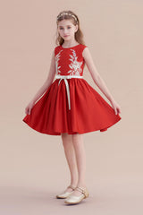 A-Line Affordable Appliques Satin Flower Girl Dress Online