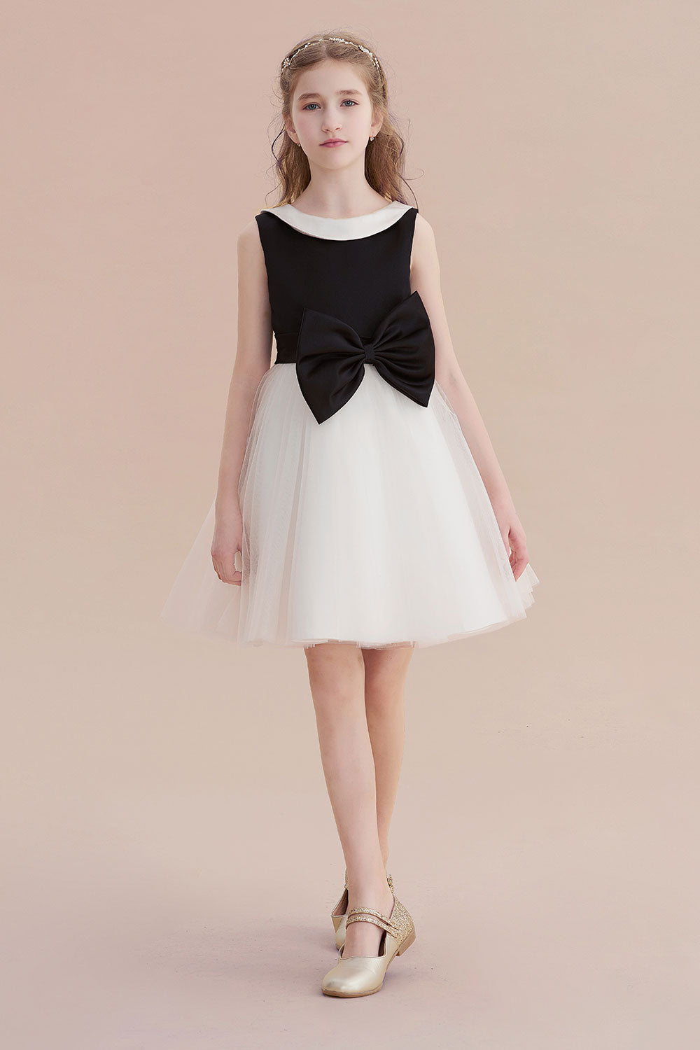 A-Line Affordable Bow Tulle Flower Girl Dress On Sale