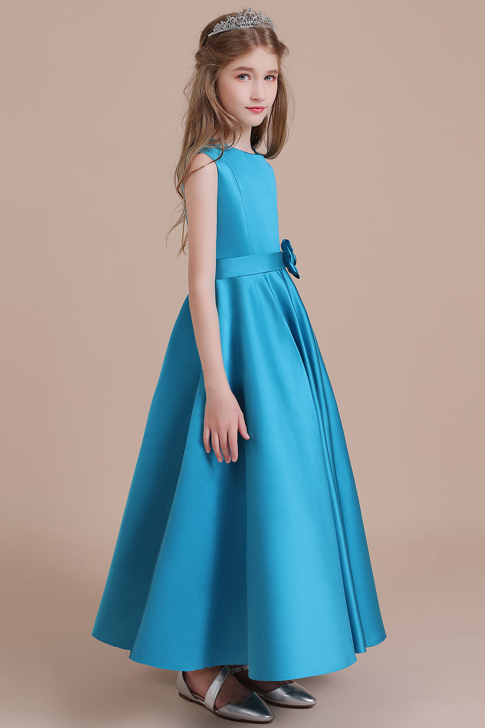 A-Line Awesome Satin Flower Girl Dress Online