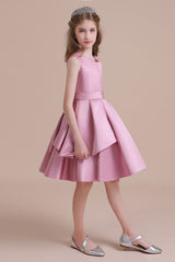 A-Line Best Satin Knee Length Flower Girl Dress Online