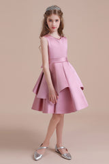 A-Line Best Satin Knee Length Flower Girl Dress Online