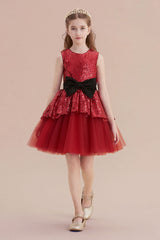 A-Line Bows Sequins Tulle Flower Girl Dress On Sale