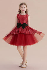 A-Line Bows Sequins Tulle Flower Girl Dress On Sale