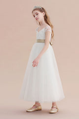 A-Line Cap Sleeve Sweetheart Tulle Flower Girl Dress Online