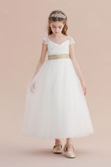 A-Line Cap Sleeve Sweetheart Tulle Flower Girl Dress Online