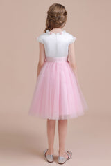 A-Line Cap Sleeve Tulle Knee Length Flower Girl Dress Online