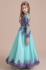 A-Line Chic Long Sleeve Appliques Flower Girl Dress Online