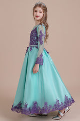 A-Line Chic Long Sleeve Appliques Flower Girl Dress Online