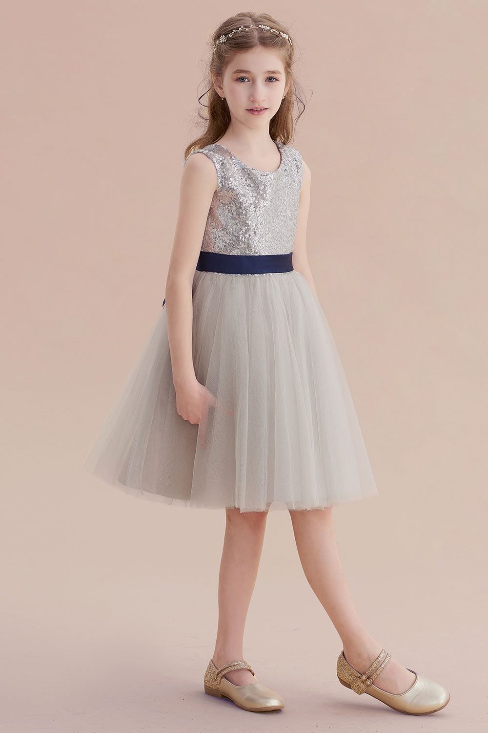 A-Line Elegant Sequins Tulle Flower Girl Dress On Sale