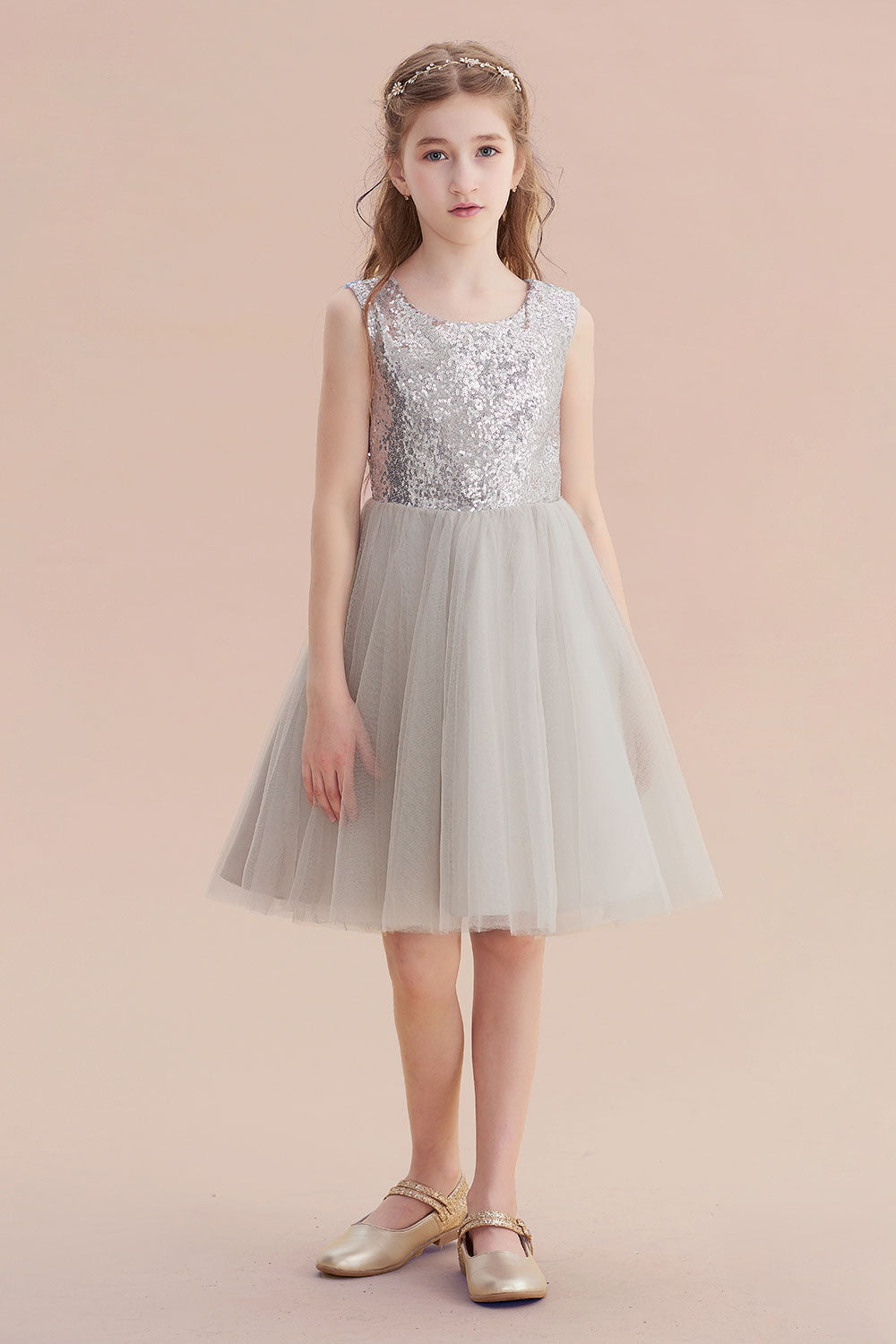 A-Line Elegant Sequins Tulle Flower Girl Dress On Sale