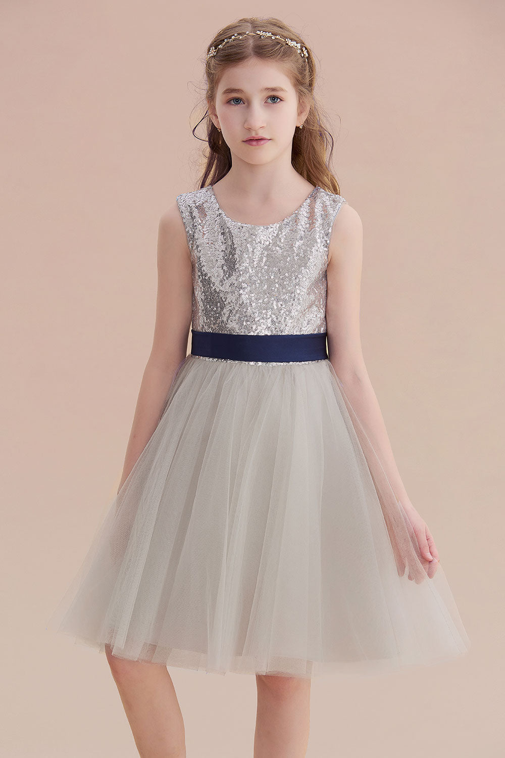 A-Line Elegant Sequins Tulle Flower Girl Dress On Sale