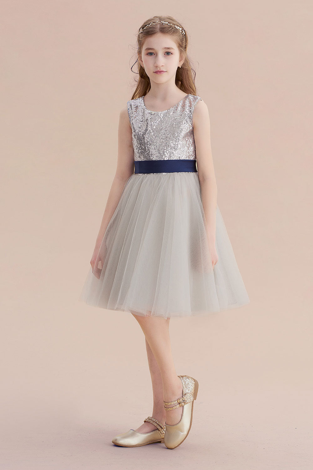 A-Line Elegant Sequins Tulle Flower Girl Dress On Sale