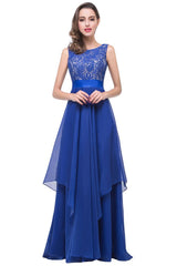 Beautiful Chiffon A-Line Floor-Length Lace Evening Dress