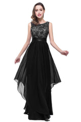 Beautiful Chiffon A-Line Floor-Length Lace Evening Dress