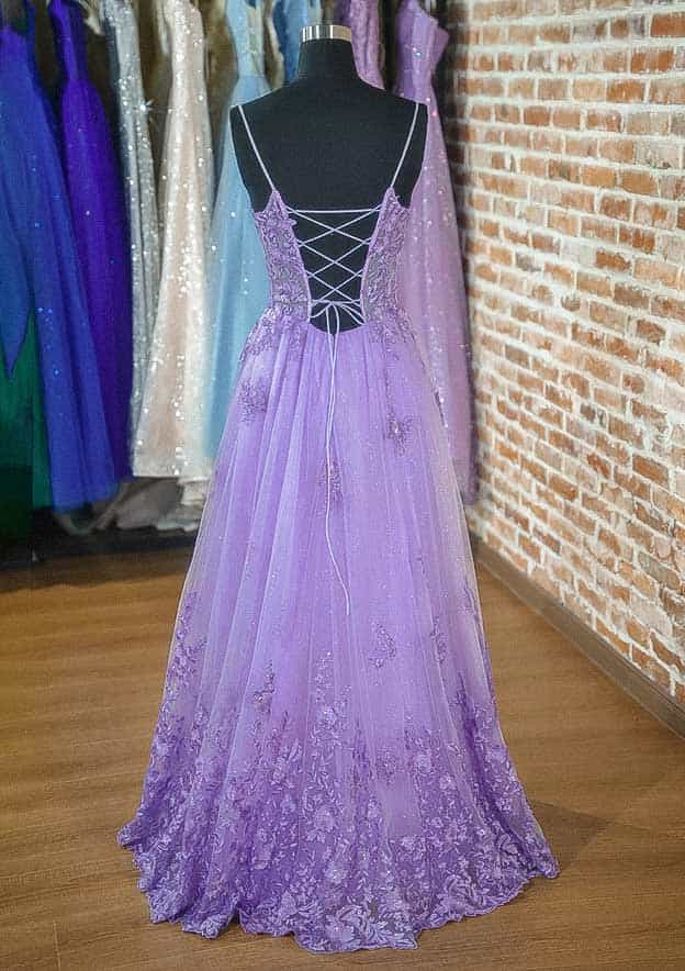 A-Line Glitter Beaded Tulle Prom Dress/Evening Dress with Square Long/Floor-Length Silhouette