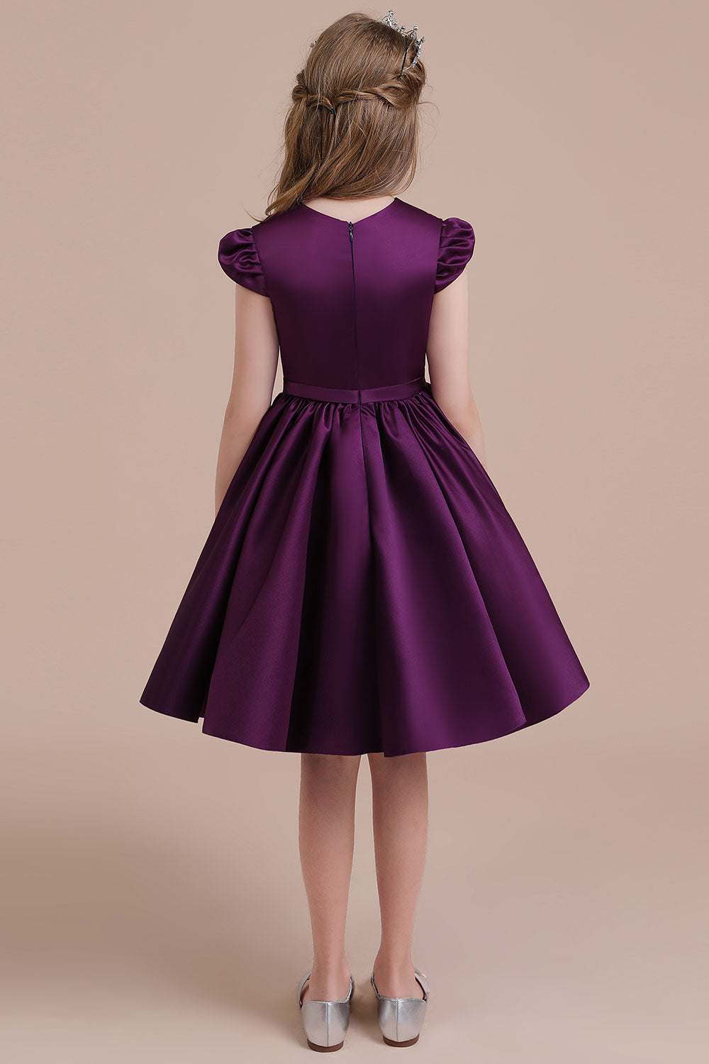 A-Line Graceful Cap Sleeve Satin Flower Girl Dress Online