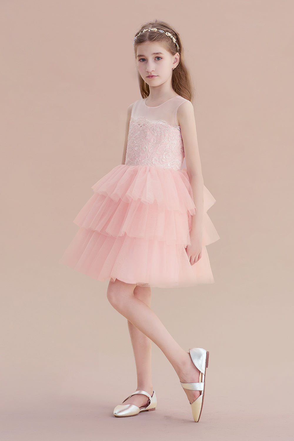A-Line Graceful Layered Tulle Flower Girl Dress Online