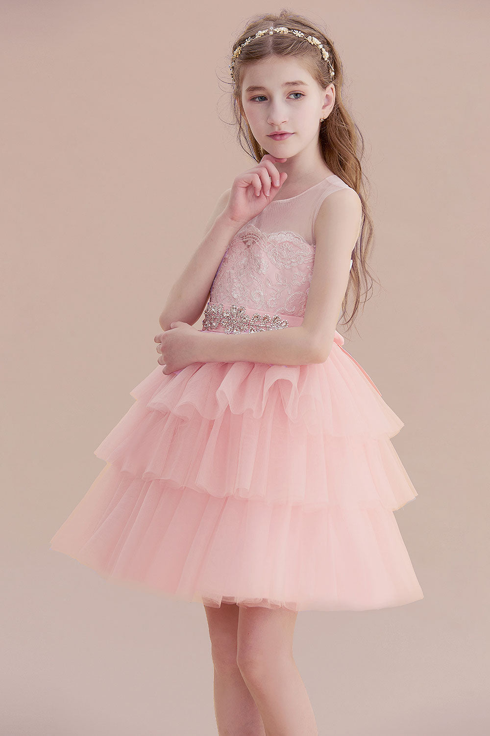 A-Line Graceful Layered Tulle Flower Girl Dress Online