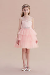 A-Line Graceful Layered Tulle Flower Girl Dress Online