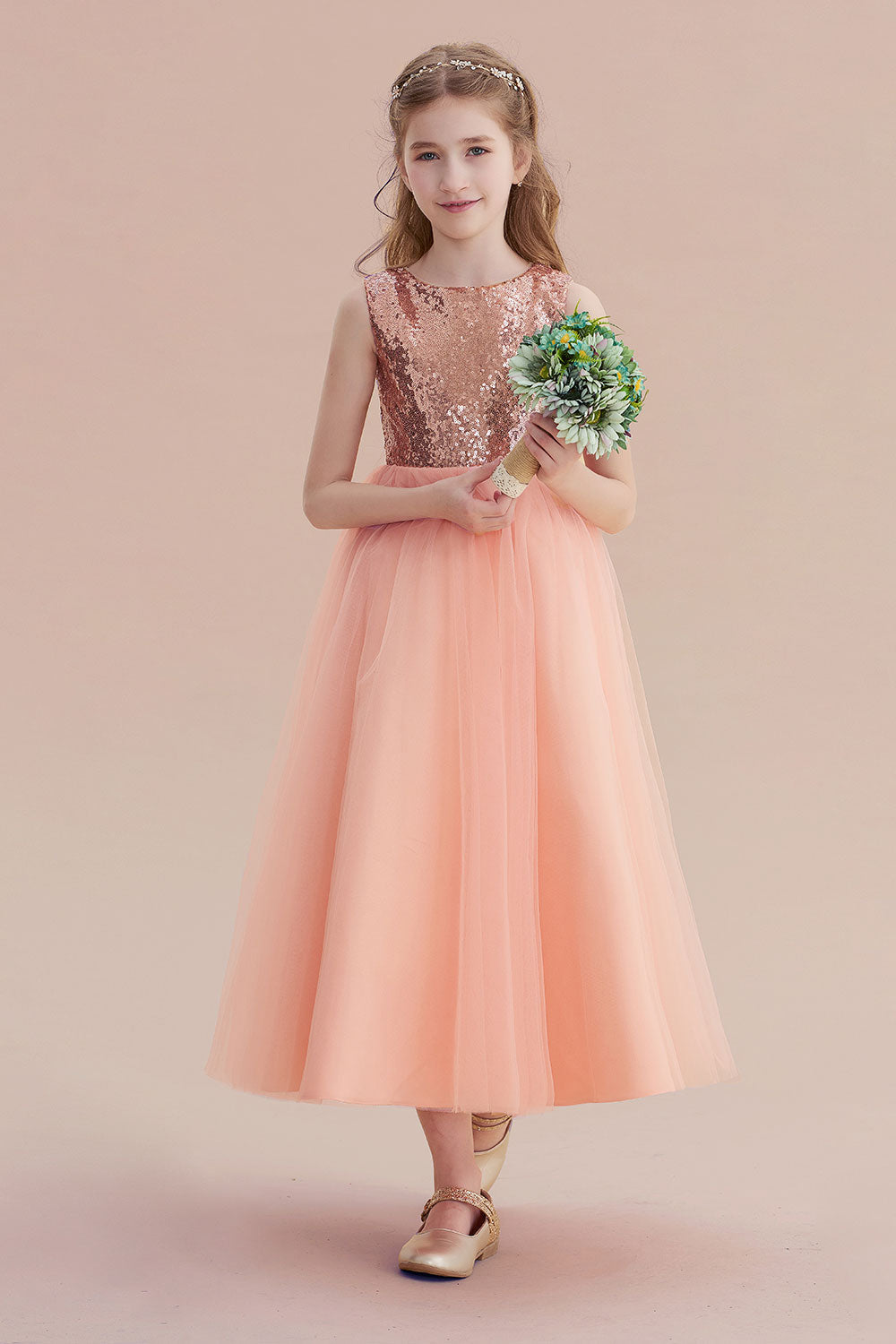 A-Line Graceful Sequins Tulle Flower Girl Dress On Sale