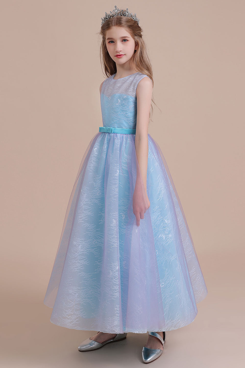 A-Line Illusion Lace Tulle Flower Girl Dress Online