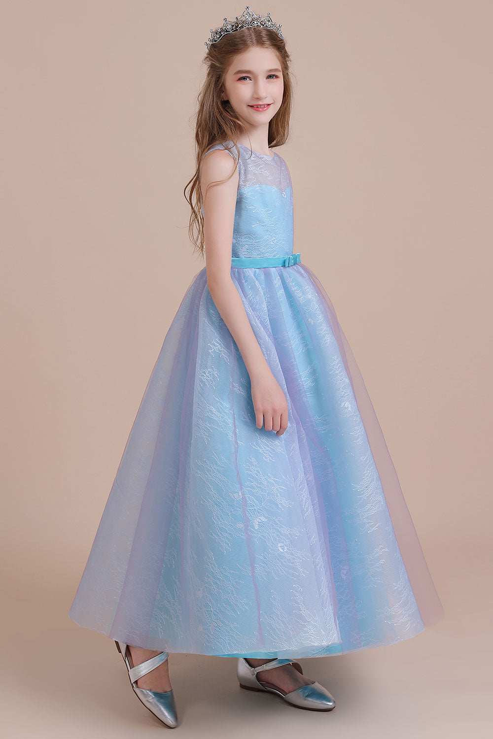 A-Line Illusion Lace Tulle Flower Girl Dress Online