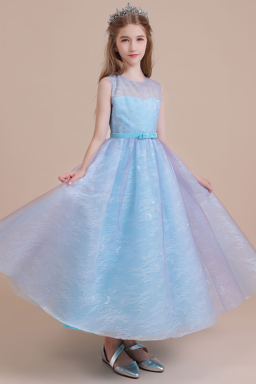 A-Line Illusion Lace Tulle Flower Girl Dress Online