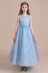 A-Line Illusion Lace Tulle Flower Girl Dress Online